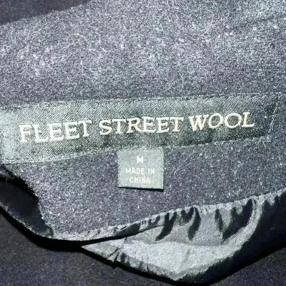 Fleet Street Wool Coat, Faux Fur Hood Trim, Pockets Womens Sz M - Picture 4 of 8